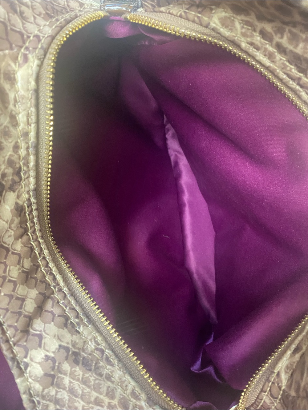 COACH 19843 Madison Maggie Tan Cream Python Snake Print Sateen Fabric Hobo Bag - Picture 9 of 11
